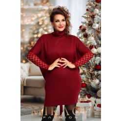 Mirage Bistrica vastag kötött garbós pulóver, bordó