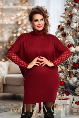 Mirage Bistrica vastag kötött garbós pulóver, bordó