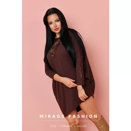 Mirage Debóra csipkebetétes tunika, csokibarna