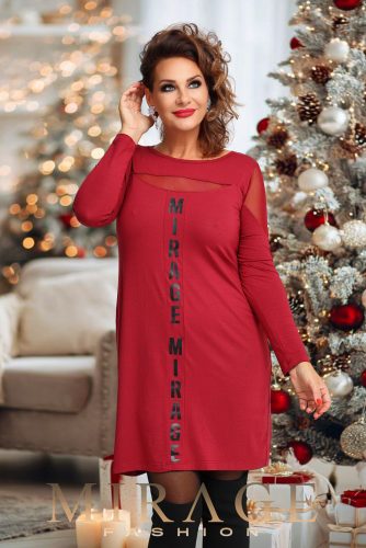 Mirage Sunny neccbetétes ruha, bordó