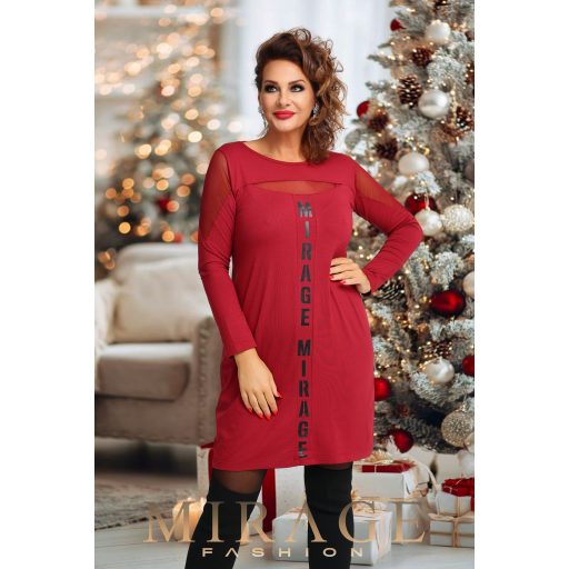 Mirage Sunny neccbetétes ruha, bordó