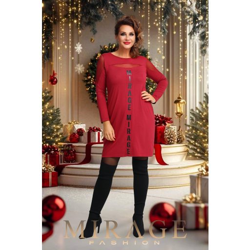 Mirage Sunny neccbetétes ruha, bordó