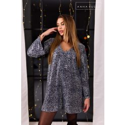 Anna Russo Ocelot glitter ruha, ezüst