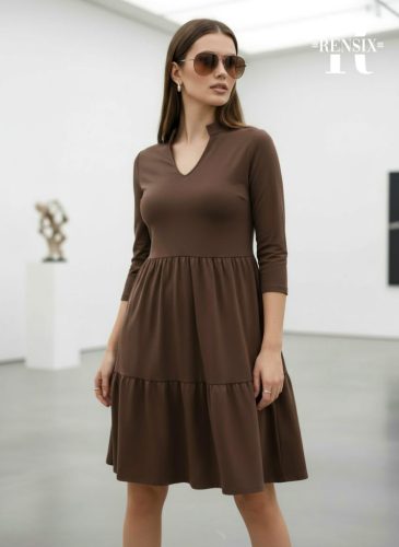 Rensix Ophelia selyem viszkóz ruha, csokibarna
