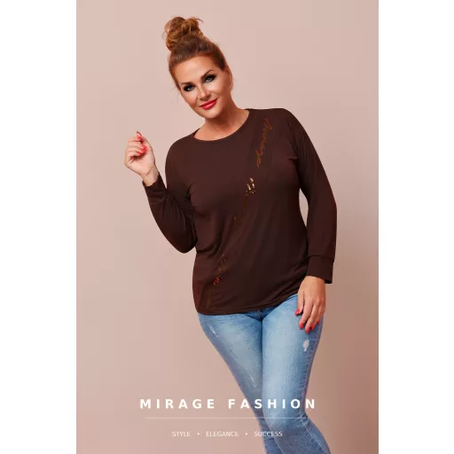 Mirage Omega szabott pamut felső, csokibarna