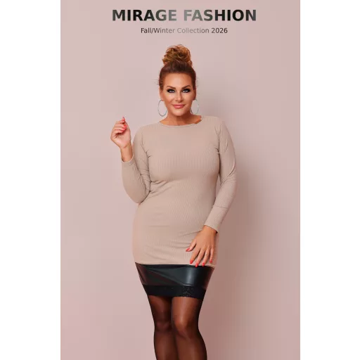 Mirage Liszabon bordázott ruha, bézs