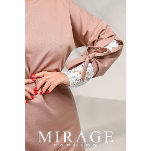 Mirage Bria csipke ujjú ruha, cappuccino