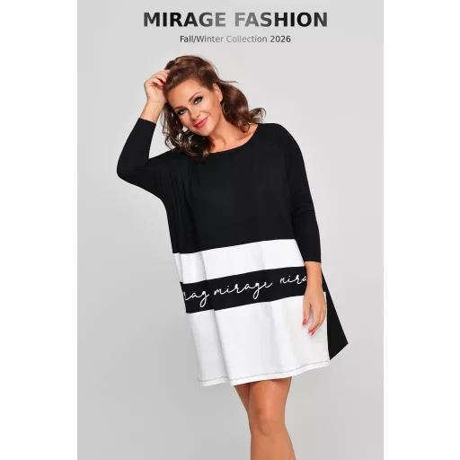 Mirage Malaga bő pamut tunika, fekete-krém