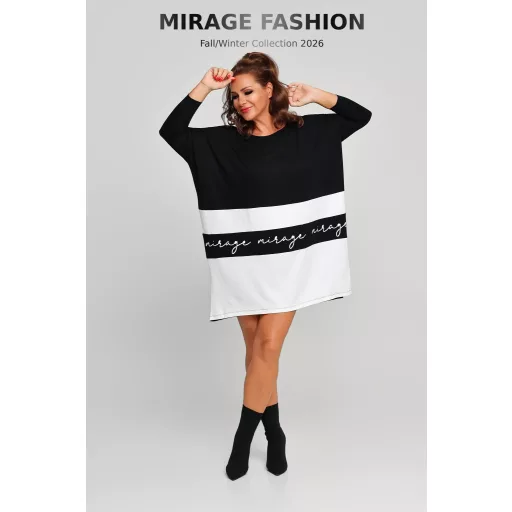 Mirage Malaga bő pamut tunika, fekete-krém