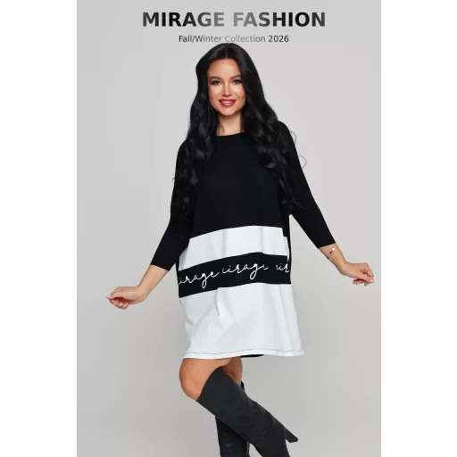 Mirage Malaga bő pamut tunika, fekete-krém