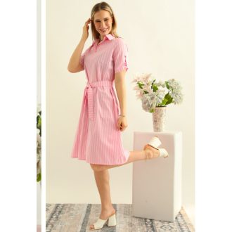 Warp Zone Ray puplin ingruha, púder csíkos