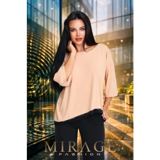 Mirage Linda csipke szegélyes felső, bézs