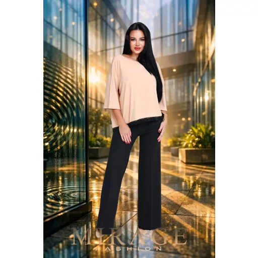 Mirage Linda csipke szegélyes felső, bézs
