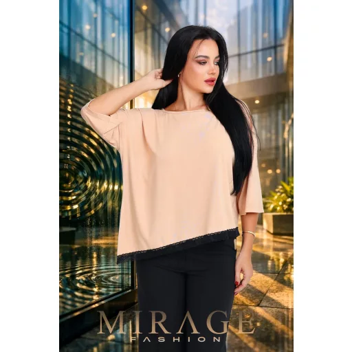 Mirage Linda csipke szegélyes felső, bézs