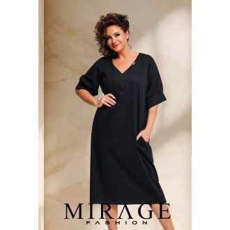 Mirage Istanbul puplin hosszú ingruha, fekete