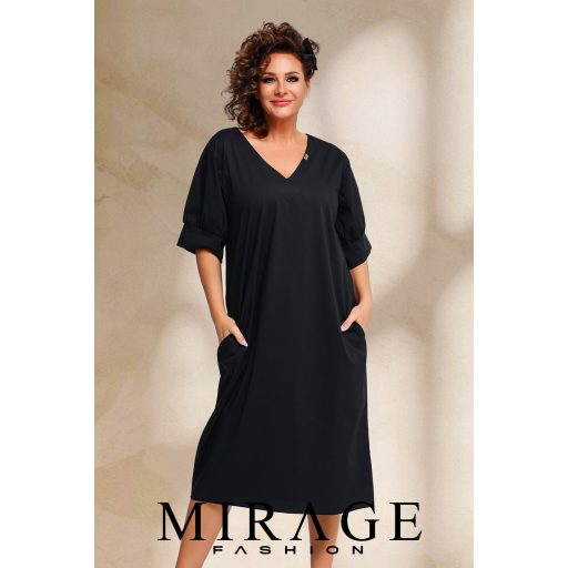 Mirage Istanbul puplin hosszú ingruha, fekete