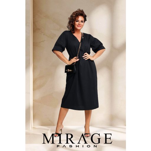 Mirage Istanbul puplin hosszú ingruha, fekete