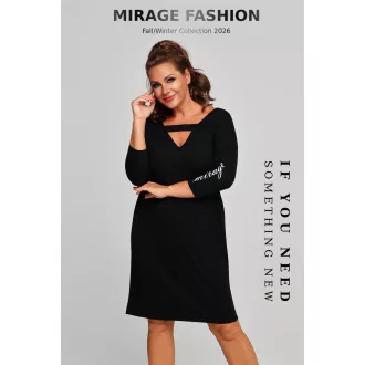 Mirage Molani pántos ujján nyomott ruha, fekete