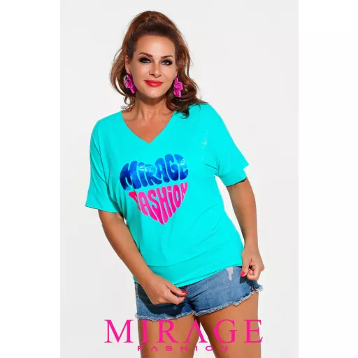 Mirage Dorothy V nyakú felső, menta