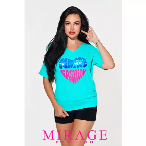Mirage Dorothy V nyakú felső, menta