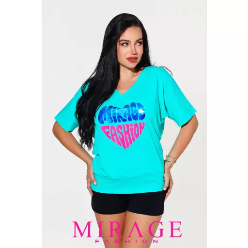 Mirage Dorothy V nyakú felső, menta