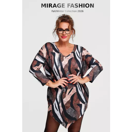 Mirage Tristan ék aljú tunika, barna mintás
