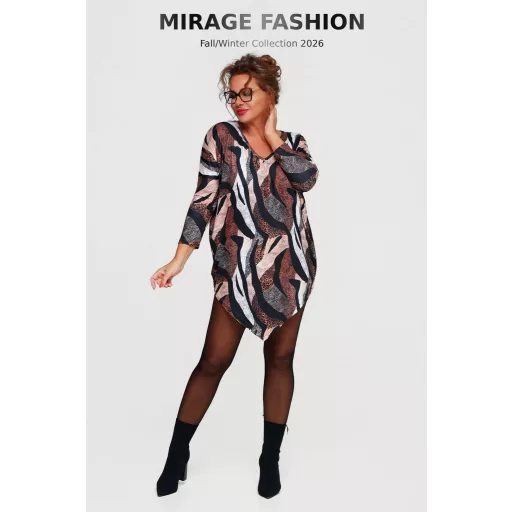 Mirage Tristan ék aljú tunika, barna mintás