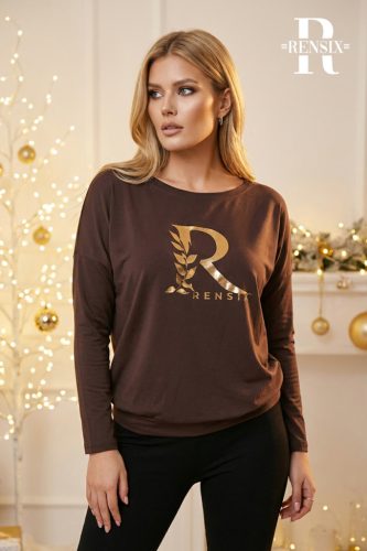 Rensix Letter gumis aljú felső, sötétbarna