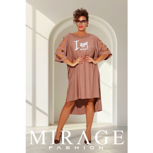 Mirage Brill vállán pántos ruha, mogyoró