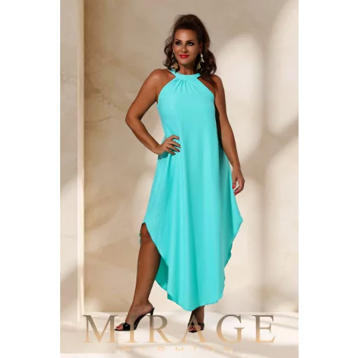Mirage Zira öves silky szatén maxiruha, aqua kék