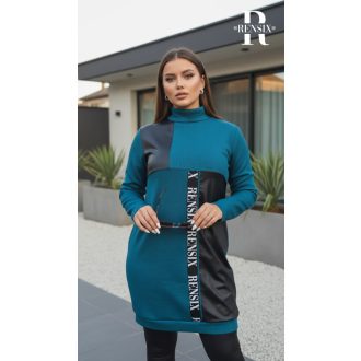 Rensix Violet bordás kötött tunika, petrol kék