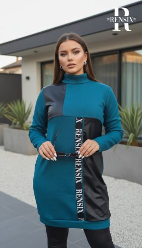 Rensix Violet bordás kötött tunika, petrol kék