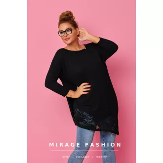 Mirage Nova csipkeszegélyes laza tunika, fekete