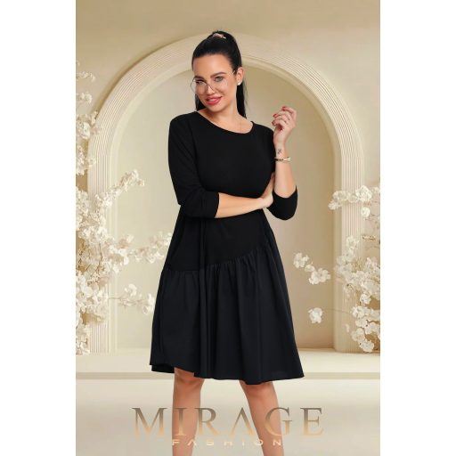 Mirage Monopoly puplin betétes ruha, fekete