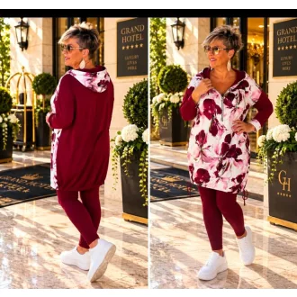 Fashion by Nono Szendy zippes ruha, burgundi mintás