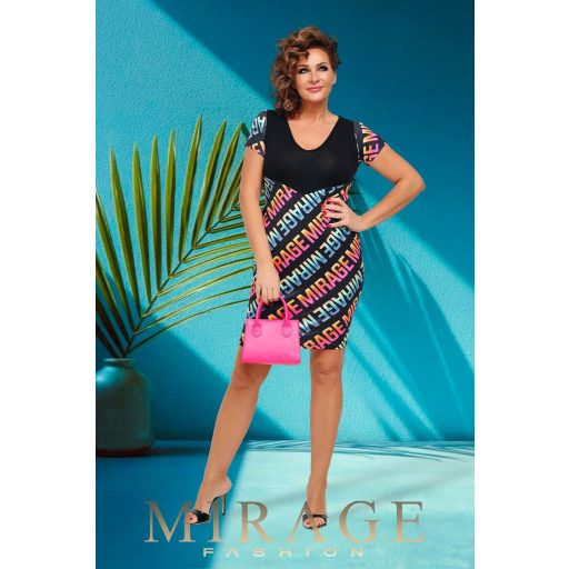 Mirage Izy V nyakú ruha, feliratos