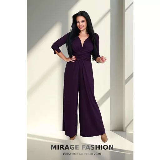 Mirage Jelli hátul gombos lezser overál, padlizsán