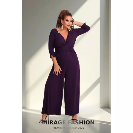 Mirage Jelli hátul gombos lezser overál, padlizsán