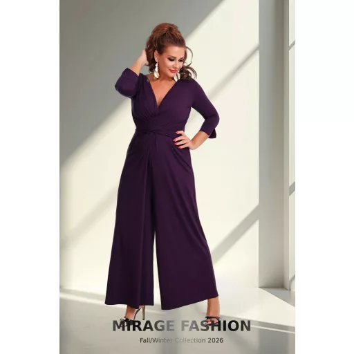 Mirage Jelli hátul gombos lezser overál, padlizsán