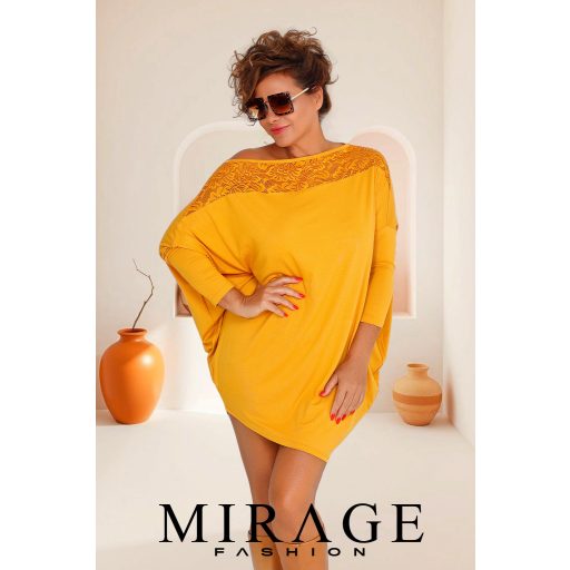 Mirage Song csipkebetétes tunika, okker sárga