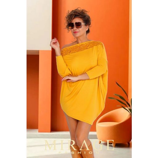 Mirage Song csipkebetétes tunika, okker sárga