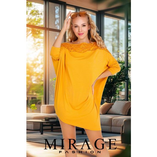 Mirage Song csipkebetétes tunika, okker sárga