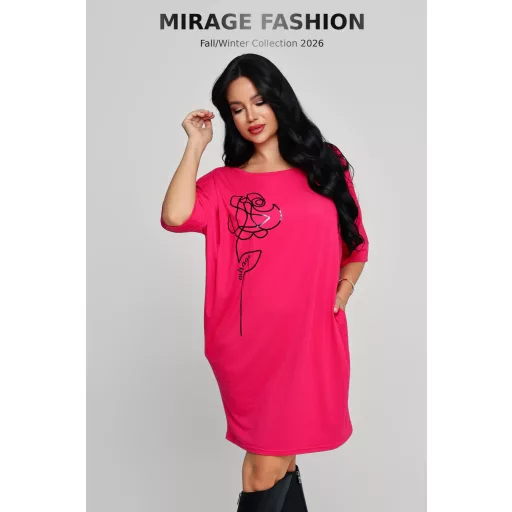 Mirage Belami zsebes pamut tunika, pink