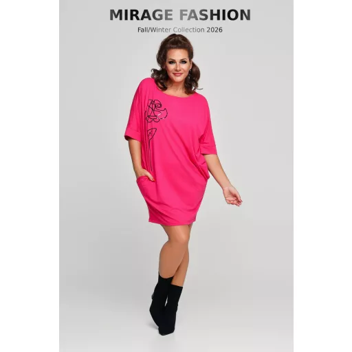Mirage Belami zsebes pamut tunika, pink
