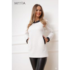 Manda Loréna anyagában mintás tunika, fehér