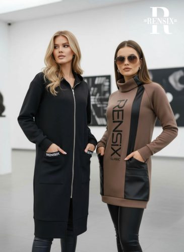 Rensix Navas arany zippes hosszú kardigán, fekete