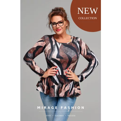 Mirage Oxelo peplum felső, barna mintás