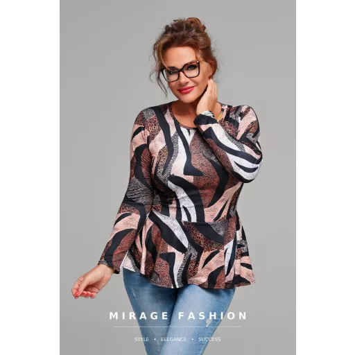 Mirage Oxelo peplum felső, barna mintás