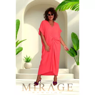 Mirage Vanília elől csavart maxiruha, neon korall
