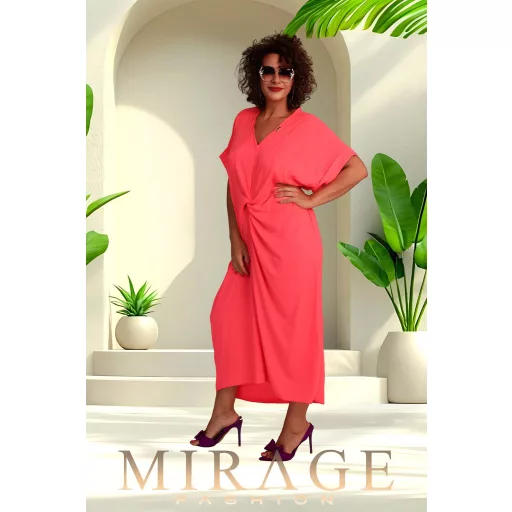 Mirage Vanília elől csavart maxiruha, neon korall